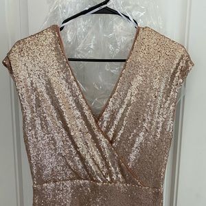 Lulu’s Floor Length Gold Sequin Dress